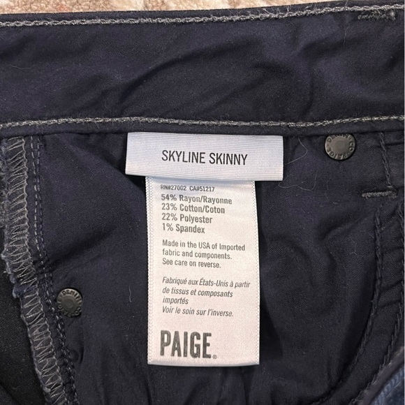 Paige Skyline Skinny Jeans Mid Rise Dark Wash - Picture 10 of 11